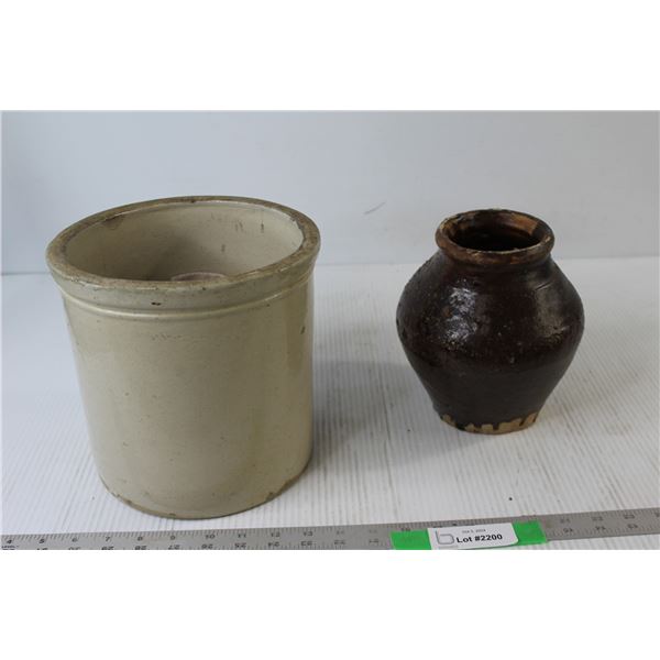 Ceramic Vase/Planter, Stoneware Crock