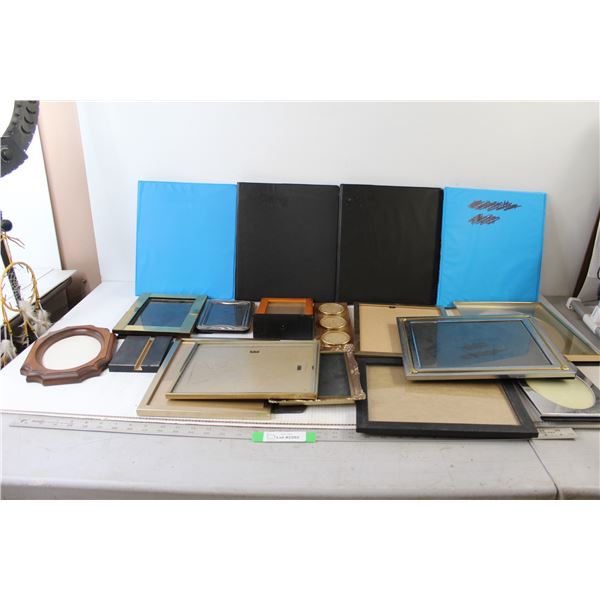(4) Binders, (13) Picture Frames
