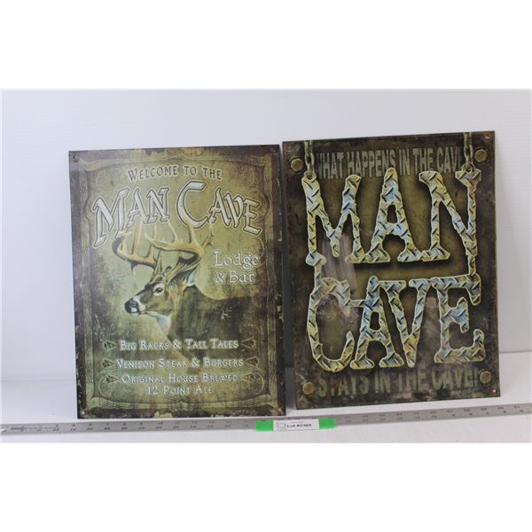 (2) Man Cave Metal Signs - Both Measure 12 1/2" x 16"