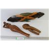 Image 1 : Carved Map of Jamaica - (2) Carved Wooden Nut Crackers
