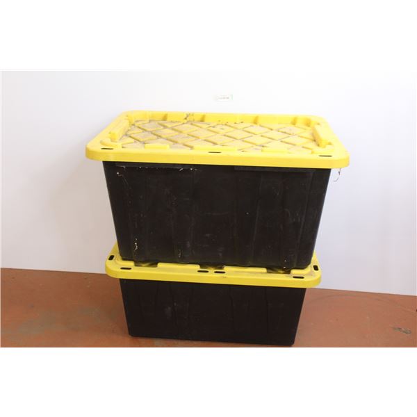 *(2) Plastic Totes w/Lids - (one lid has chip)