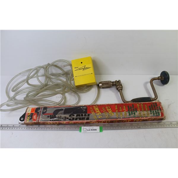 Electra Water Level (untested - as is) - K-Tel What-a-Saw (3 blades in one saw - Vintage Hand Drill