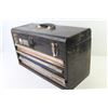 Image 7 : Three Drawered Metal Tool Box w/Contents - Small Hand Tools - Riveter - Rubber Mallet - Chisels