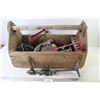 Image 1 : *Wooden Tool Box w/Contents - Vintage Breast Drill - Chalking Guns - Cement Edge Trowels - Corner Mu