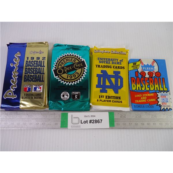 (12) Pkgs. of assorted Baseball and Notre Dame Cards (sealed)