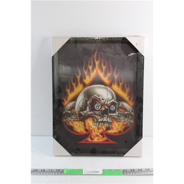 Holographic Framed Printed Skull 17'' x 13''