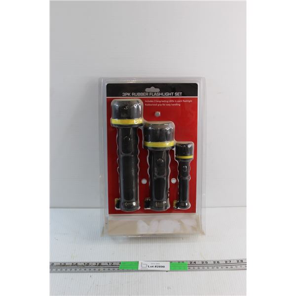 3PK Rubber Flashlight Set - Sealed