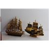 Image 2 : Wooden Jewelry Drawer and (2) Handmade Decorative Ships