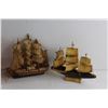 Image 8 : Wooden Jewelry Drawer and (2) Handmade Decorative Ships
