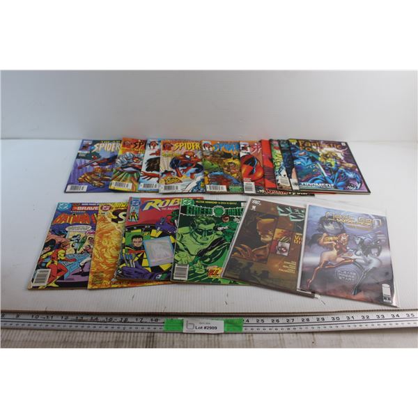 (10+) Comics - Spider Man, Fantastic Four and Robin II
