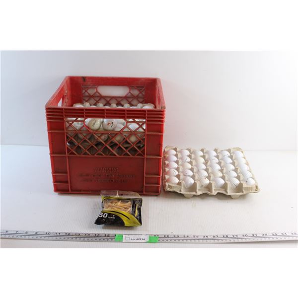 Golf Ball Stands 50 Pack, Crate and (30+) Golf Balls