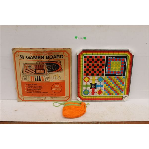 * Vintage Carom - Playing 59 Games Board