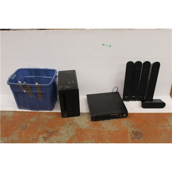 * Samsung Speaker System and Plastic Tote - As Is