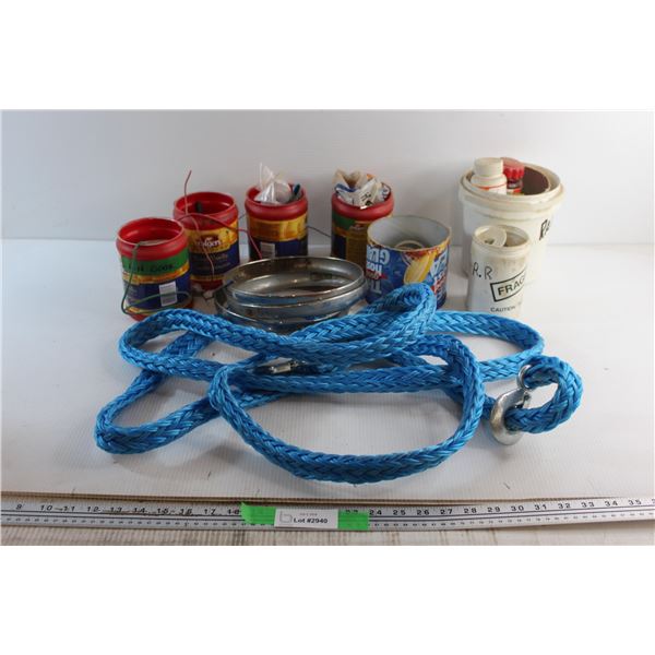 Assorted Hardware and Tow Strap
