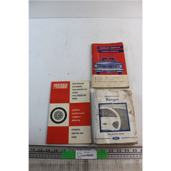 (3) Owner's Manuals - Rambler American, Ford Ranger and Calgary Sports Car Club
