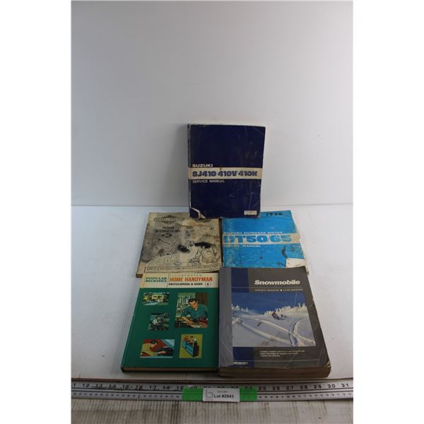 (5) Automotive Service Manuals - Suzuki, Snowmobile and Home Handyman Guide