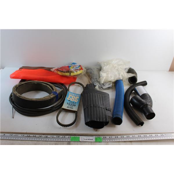 Drive Belt, Muffler, Foam Weather Strip and Assorted Items