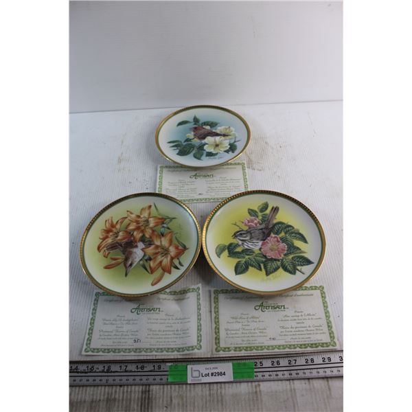 The Artisan Collection Set of (3) Provincial Flower Plates - SK, AB and BC with Certificates