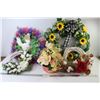Image 1 : (3) Flowered Wreaths - Easter Wreath - Bunny Basket