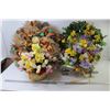 Image 1 : (2) Wreaths - Flowered Basket - Flowered Wheel Barrow