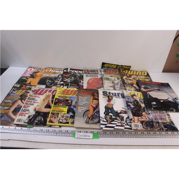 (12) Motorcycle Magazines: Outlaw Biker, Street Chopper, In The Wind, Sturgis - Various Years