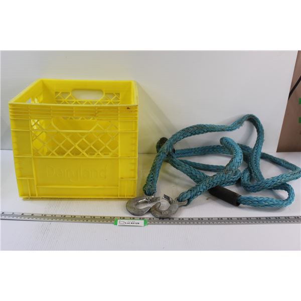 Light Tow Rope (as is, clamps worn) & Dairyland Crate