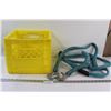 Image 1 : Light Tow Rope (as is, clamps worn) & Dairyland Crate