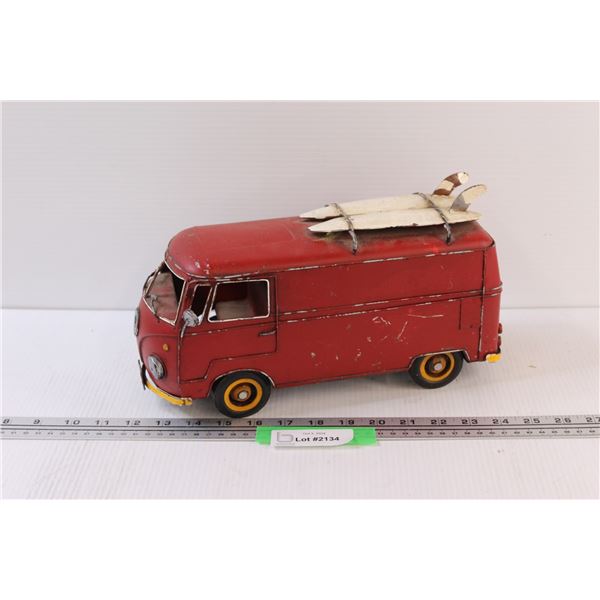 Vintage Style Bus & Surf Boards - Metal Home Decor - 12" x 6"