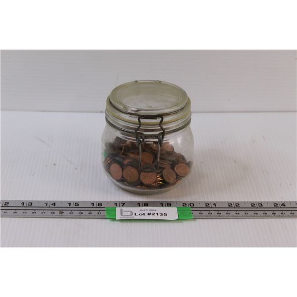 Glass Jar Half Full Pennies