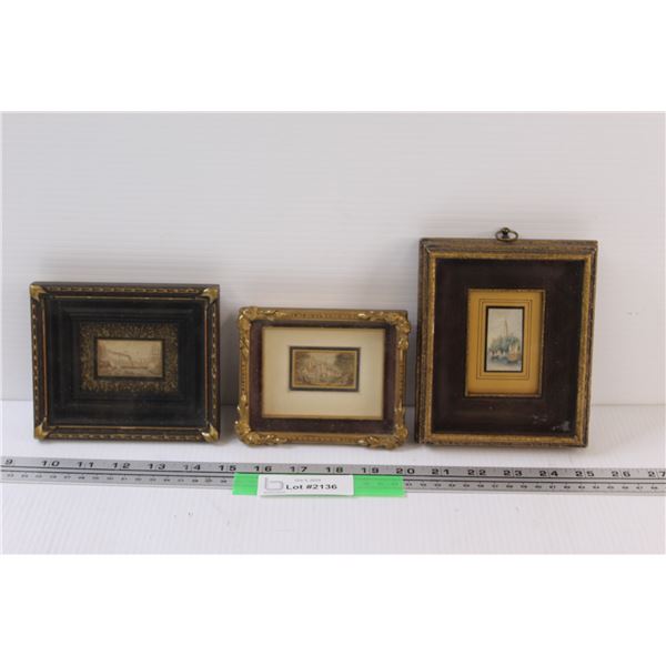 (3) Miniature Prints in Frames - 5.5" x 4.5" & 4" x 5" & 5" x 6"