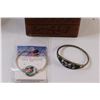 Image 2 : (2) Wood Cases w/ Contents (Cecil Youngfox Bracelet, Vintage Clip-on Earrings, Buttons, Misc.)