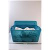 Image 1 : (7) White Flat Sheets in Blue Tote w/Lid - Assorted Sheets Sizes