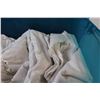 Image 2 : (7) White Flat Sheets in Blue Tote w/Lid - Assorted Sheets Sizes