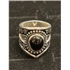 Image 1 : SILVER RING WITH BLACK STONE SIZE 8