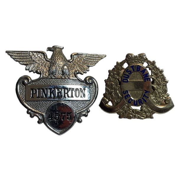 Lot of 2 Pinkertons & Dusbane Security Services Badge Lot