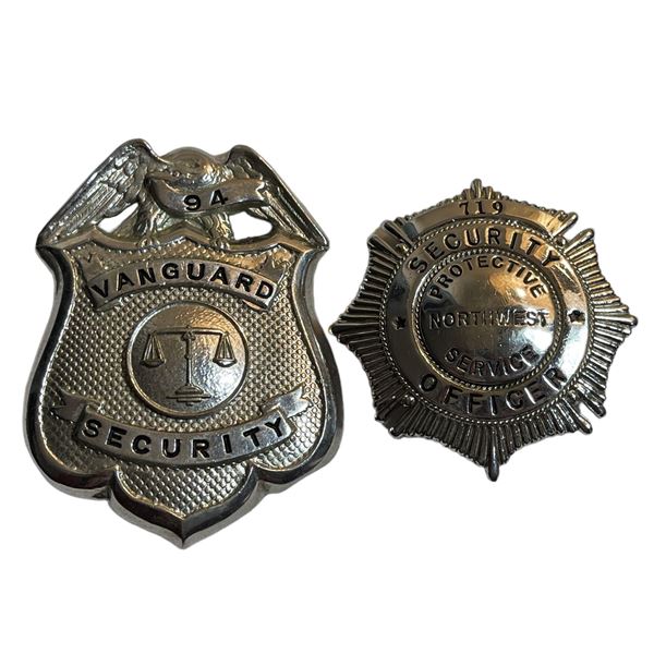 Lot of 2 Northwest Protective Service Security Officer & Vanguard Security Badge Lot