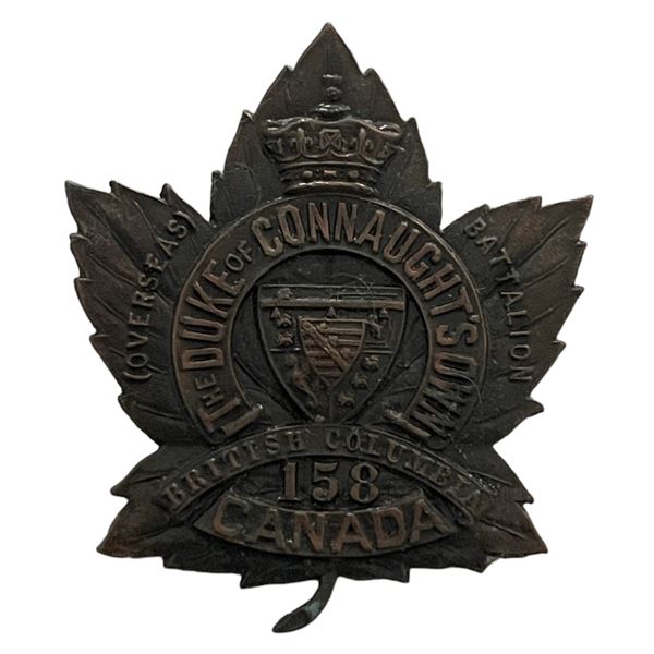 WW1 CEF 158th Battalion, Duke of Connaughts, Cap Badge