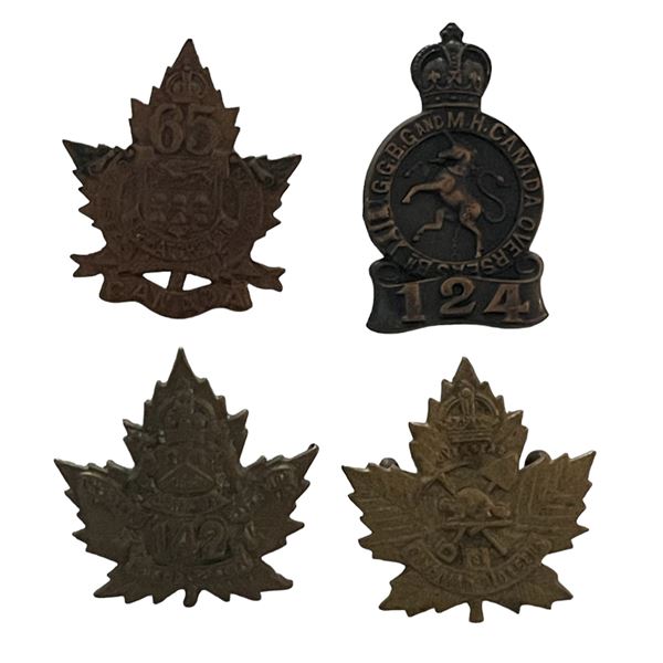 WW1 CEF Collar Badge Lot of 4