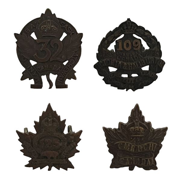 WW1 CEF Collar Badge Lot of 4