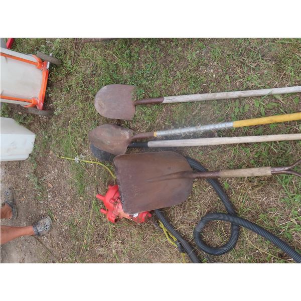 3 spades, 1 grain shovel