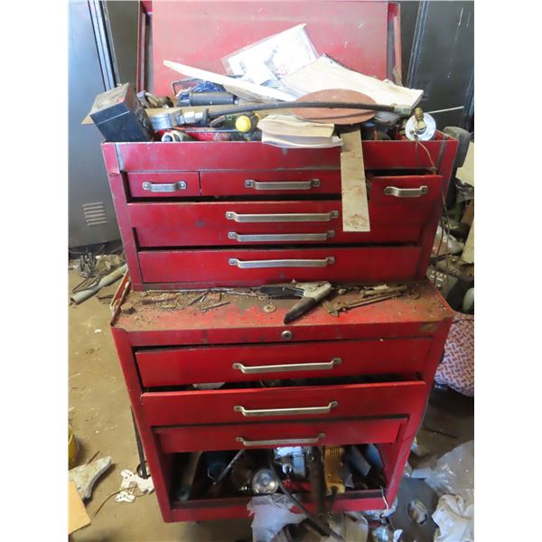 2pc tool box with assorted tools and hardware