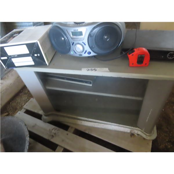 tv stand with dvd players and cordless phones (untested)