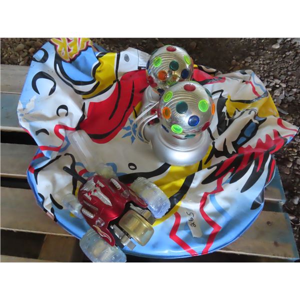 floating tube, disco ball, rc car with no remote