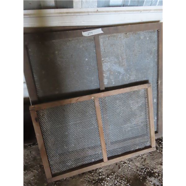 three metal screening screens