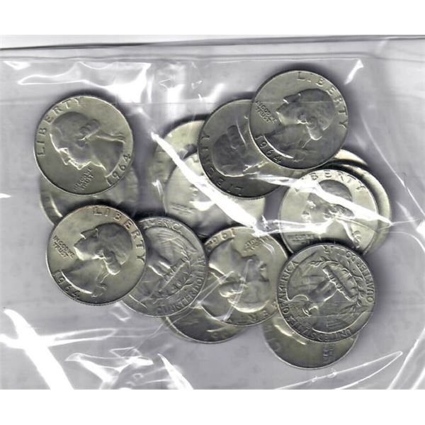 Lot of (20) Washington Quarters 90% Silver
