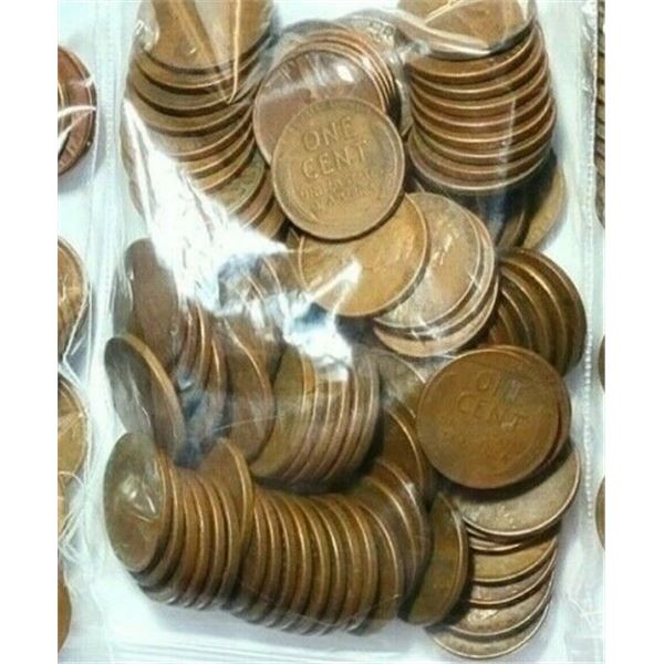 (1) Bag of 100 Lincoln Wheat Cents Unsearched
