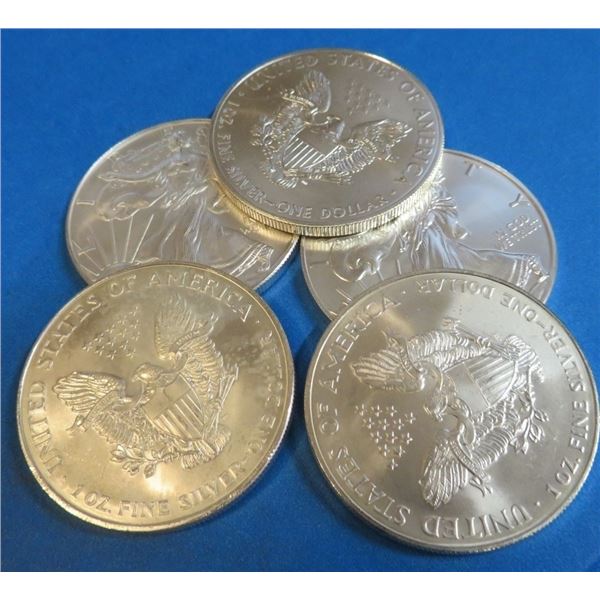 (5) Random Date US Silver Eagles