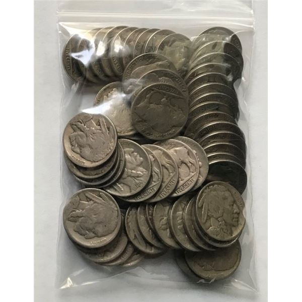 (50) Random Date/Grade Buffalo Nickels