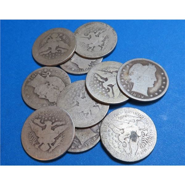 (10) Random Date Barber Quarters