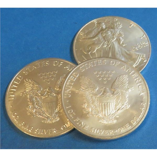 (3) Random Date US Silver Eagles